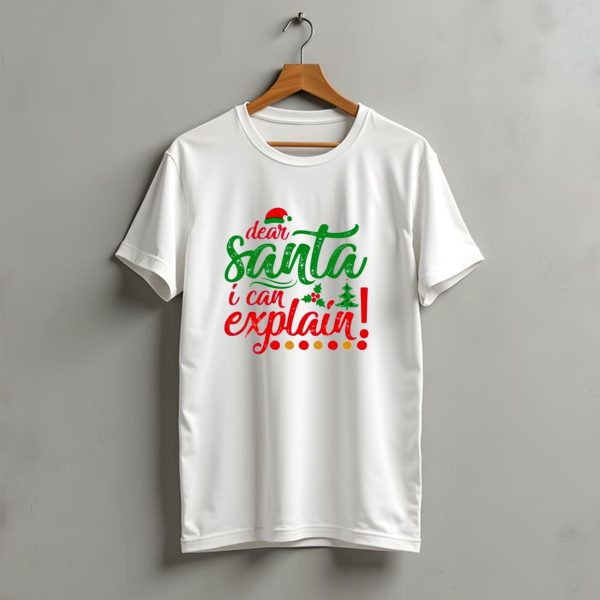 Dear Santa I Can Explain Christmas Hat Holly Tree T Shirt t shirt 1 1