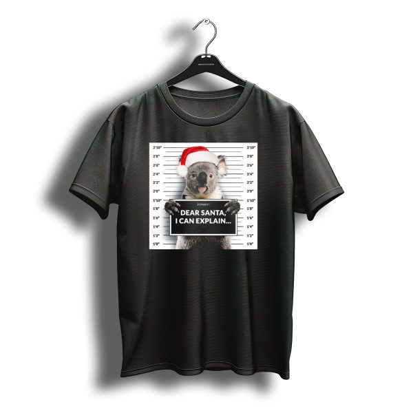 Dear Santa I Can Explain Koala Mugshot Christmas Santa Hat T Shirt t shirt 1