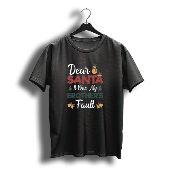 Dear Santa It Was My Brothers Fault Snowman Christmas Trees Bells T Shirt t shirt 1