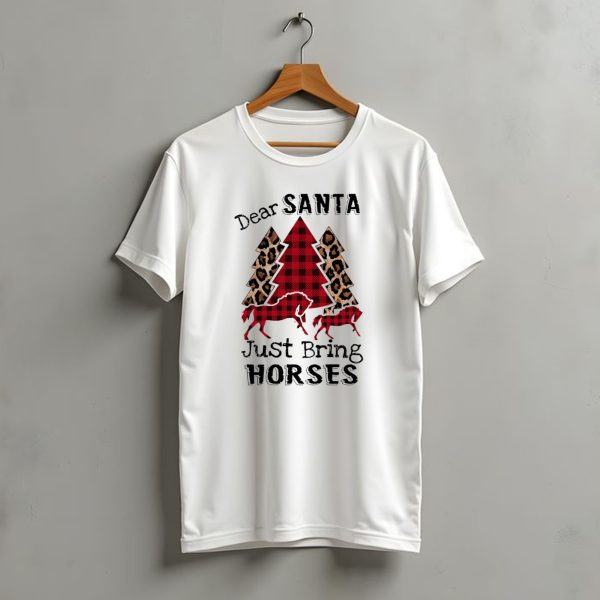 Dear Santa Just Bring Horses Plaid And Leopard Print Christmas Tree With Horse T Shirt t shirt 1 1