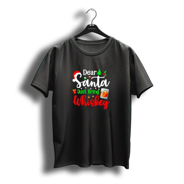 Dear Santa Just Bring Whiskey Christmas Santa Hat Tree Ornaments Gift Glass T Shirt t shirt 1