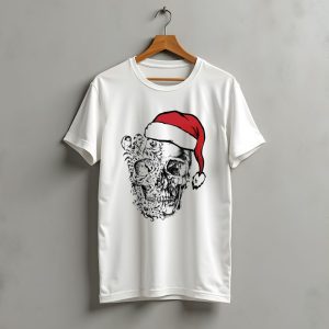 Deck The Halls With Skulls And Bodies Santa Hat Christmas Skull T-Shirt