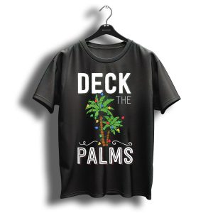 Deck The Palms Tropical Hawaii Christmas Lights Palm Holiday T-Shirt
