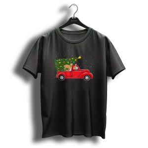 Deer Christmas Journey In Red Truck With Festive Xmas Tree And Star T Shirt