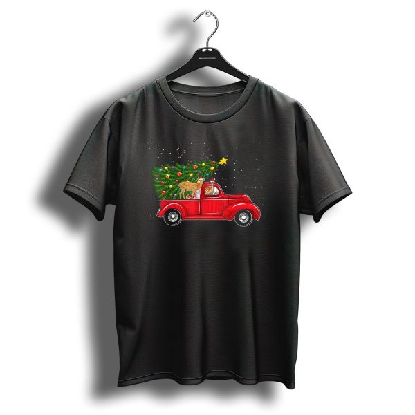 Deer Christmas Journey In Red Truck With Festive Xmas Tree And Star T Shirt 1 t shirt 1