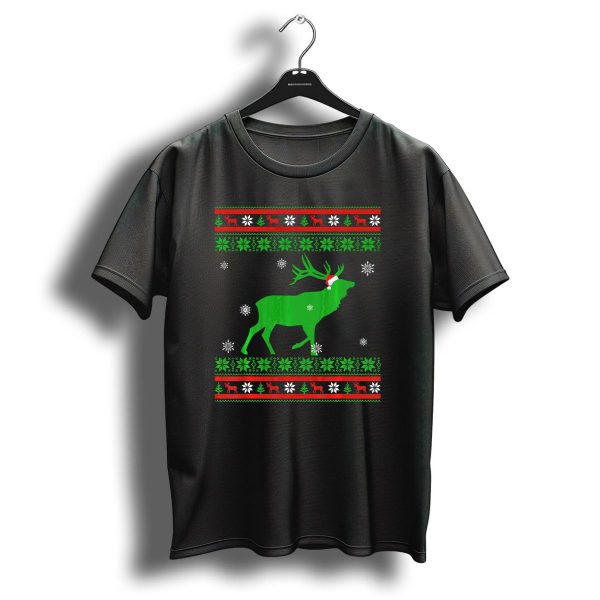 Deer Christmas Ugly Santas Hat Snowflakes Reindeer Festive T Shirt 1 t shirt 1