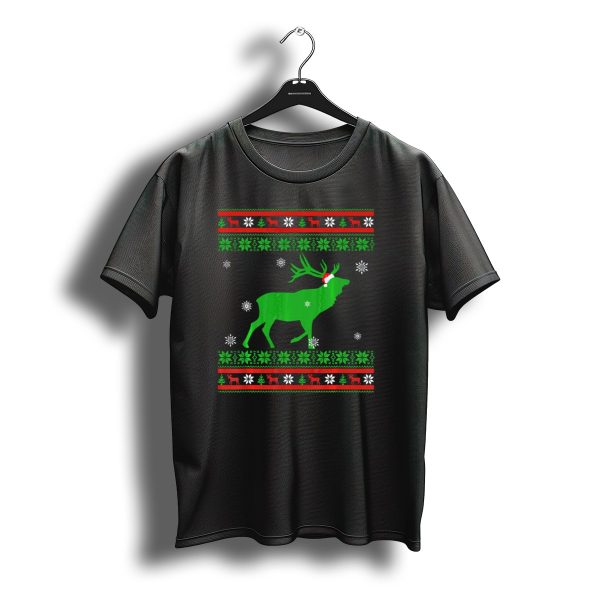Deer Christmas Ugly Santas Hat Snowflakes Reindeer Festive T Shirt t shirt 1