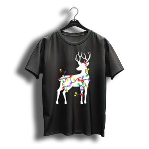 Deer Reindeer Christmas Lights Decorations Santa Hat T-Shirt