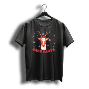 Deer Santa Christmas Reindeer Snowflakes Hat Pun T-Shirt