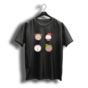 Deer Santa Claus Snowman Elf Round Faces Christmas Characters T-Shirt