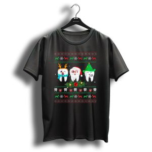 Dental Hygienist Dentist Christmas Teeth Santa Reindeer Tree T Shirt