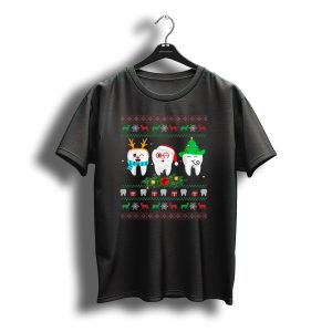 Dental Hygienist Dentist Christmas Teeth Santa Reindeer Tree T-Shirt