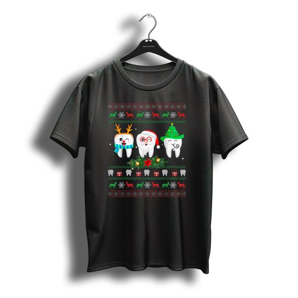 Dental Hygienist Dentist Christmas Teeth Santa Reindeer Tree T Shirt t shirt 1