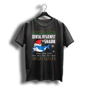 Dental Hygienist Shark Doo Doo Doo Christmas Santa Snowflakes T-Shirt