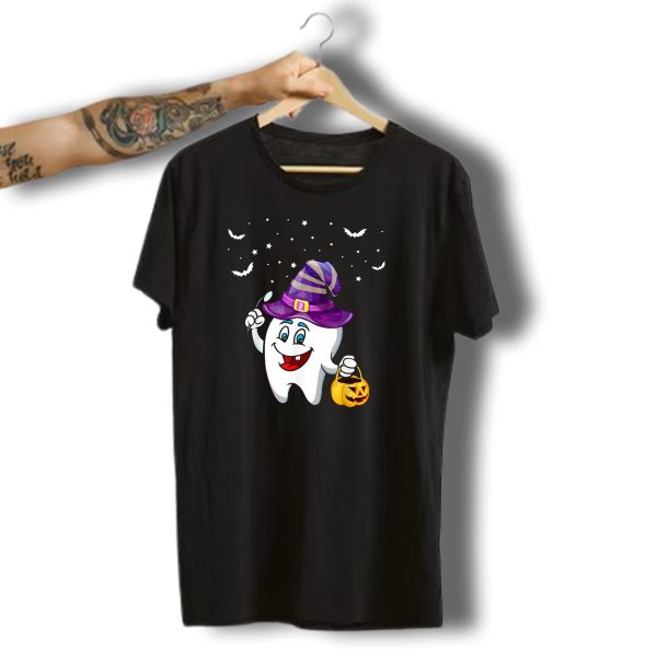 Dentist Halloween Tooth Witch Hat Pumpkin Dental Hygienist Dental Assistant T Shirt t shirt 1