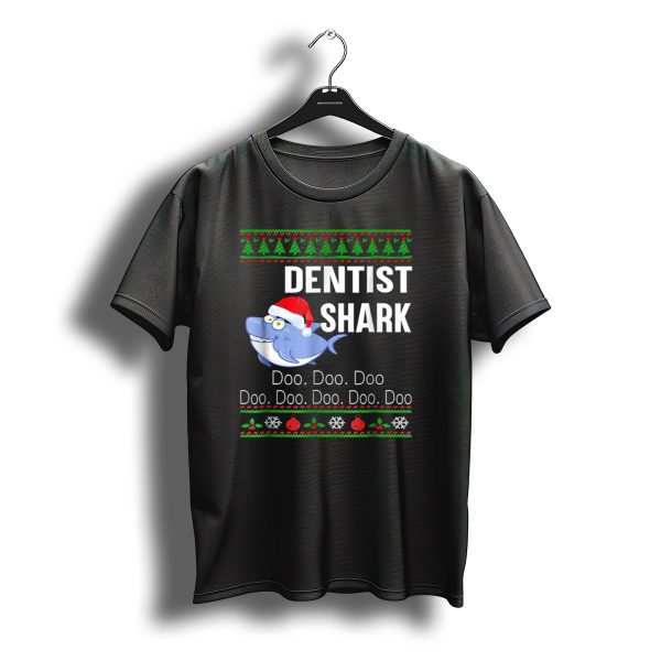 Dentist Shark Doo Doo Doo Christmas Santa Hat Holiday T Shirt t shirt 1