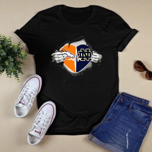 Denver Broncos Notre Dame Fighting Irish Heart Rip T-Shirt