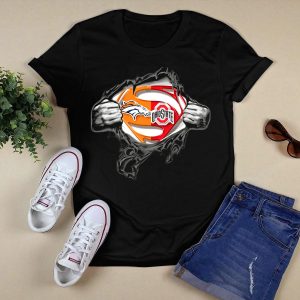 Denver Broncos Ohio State Buckeyes Superman Logo Tear Open T Shirt