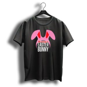 Deranged Easter Bunny Funny Christmas Movie Pink Bunny Ears T-Shirt