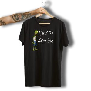 Derpy Zombie Funny Halloween Or Any Day Green Cartoon Character Comedy T-Shirt