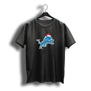 Detroit Lions Merry Christmas 2025 Holiday Lights Santa Hat T-Shirt