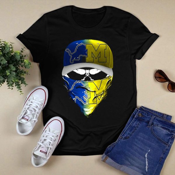 Detroit Lions Michigan Wolverines Skum T Shirt Black 1
