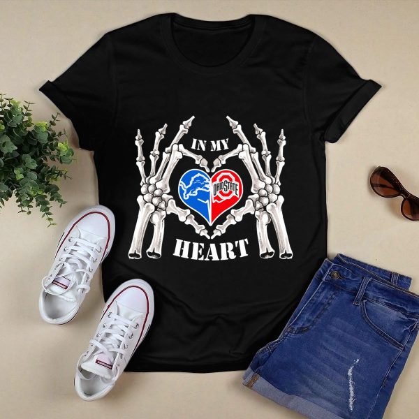 Detroit Lions Ohio State Buckeyes In My Heart T Shirt Black 1