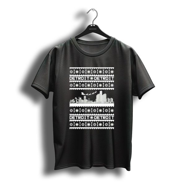 Detroit Skyline Christmas Snowflakes Santa Detroit T Shirt t shirt 1