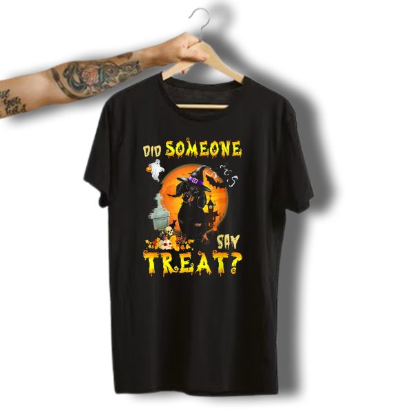 Did Someone Say Treat Dachshund Halloween Ghosts Pumpkins Bats Witches Hat T Shirt t shirt 1 1