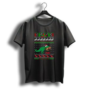 Dinosaur Christmas Santa T Rex Ugly Sweater Holiday Reindeer And Trees T Shirt
