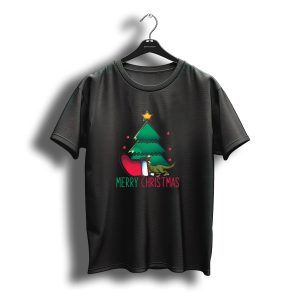 Dinosaur Santa Merry Christmas Tree Hat Star T-Shirt