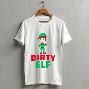 Dirty Elf Christmas Middle Finger T-Shirt