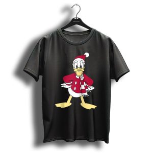 Disney Donald Duck Christmas Classic Portrait Santa Suit And Scarf T Shirt