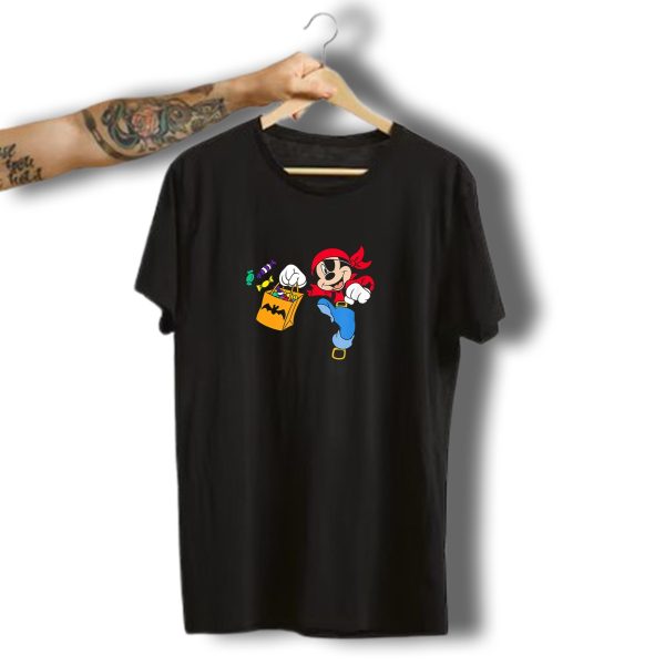 Disney Halloween Mickey Mouse Pirate Trick Or Treating Candy Bag T Shirt t shirt 1