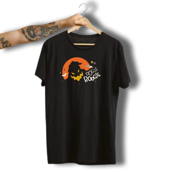 Disney Halloween Oogie Boogie Nightmare Before Christmas Silhouette Moon Bats Clouds T Shirt t shirt 1