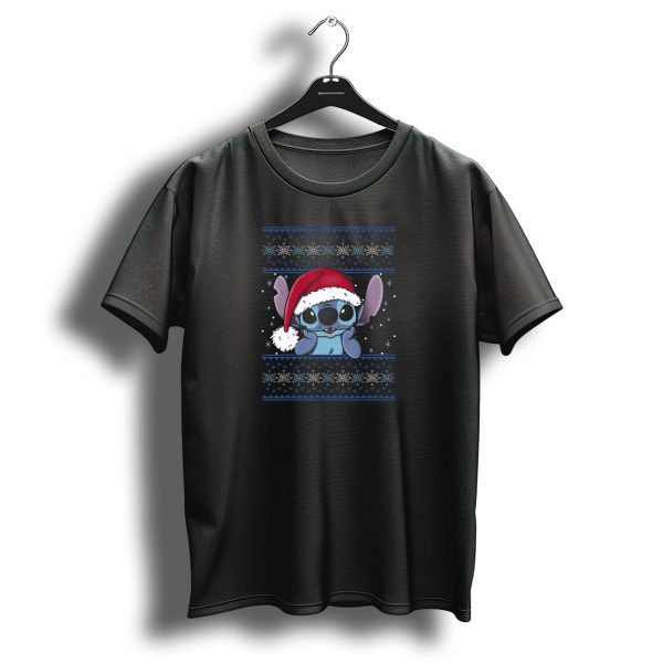 Disney Lilo Stitch Christmas Santa Hat Uglystyle Snowflakes T Shirt 1 t shirt 1