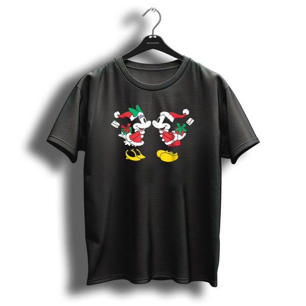 Disney Mickey Minnie Christmas Santa Hats Festive Kiss T Shirt 1 t shirt 1