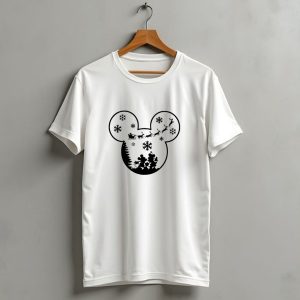 Disney Mickey Mouse Christmas Silhouette With Santa And Reindeer T Shirt
