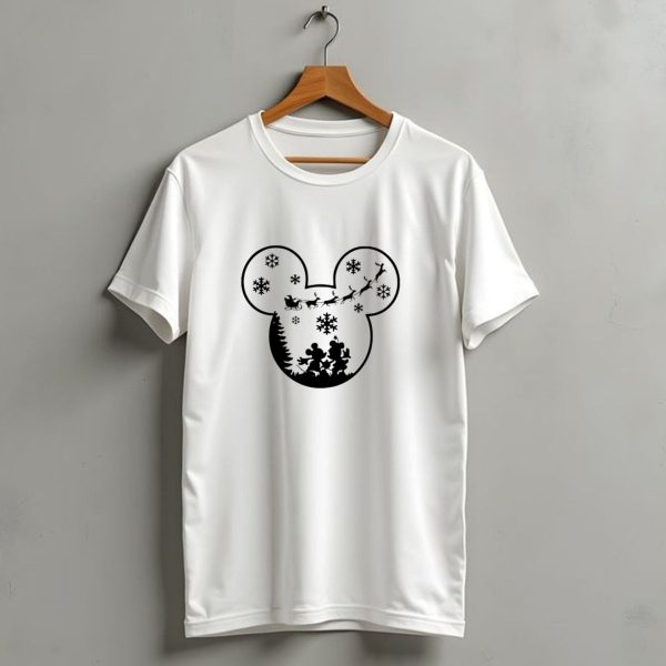 Disney Mickey Mouse Christmas Silhouette With Santa And Reindeer T Shirt 1 t shirt 1