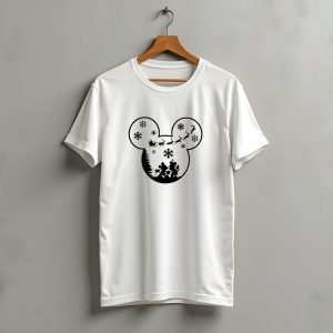 Disney Mickey Mouse Christmas Silhouette With Santa And Reindeer T-Shirt