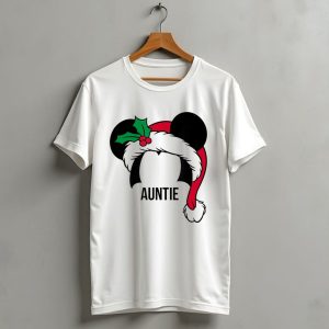 Disney Mickey Mouse Ears Santa Hat Auntie Christmas Family T Shirt