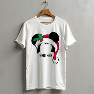 Disney Mickey Mouse Ears Santa Hat Brother Family Christmas T Shirt
