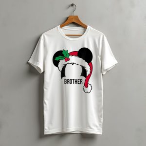 Disney Mickey Mouse Ears Santa Hat Brother Family Christmas T-Shirt