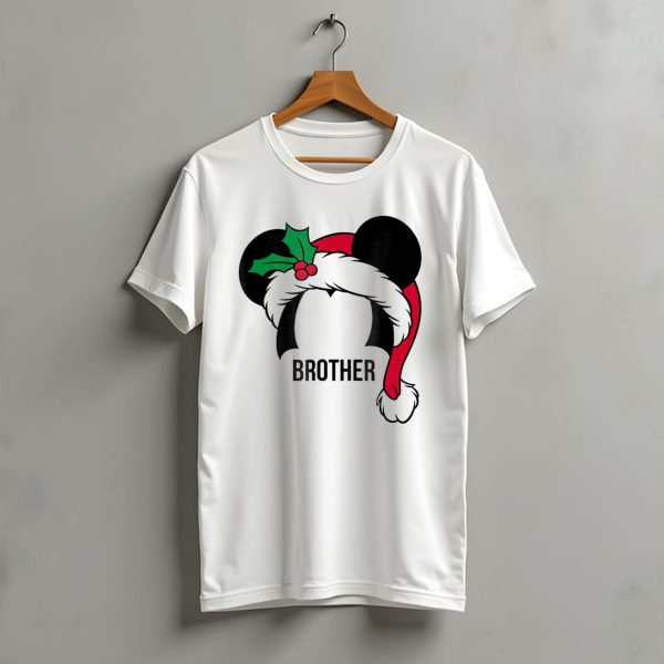 Disney Mickey Mouse Ears Santa Hat Brother Family Christmas T Shirt t shirt 1 1
