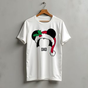 Disney Mickey Mouse Ears Santa Hat Dad Holiday Christmas T-Shirt