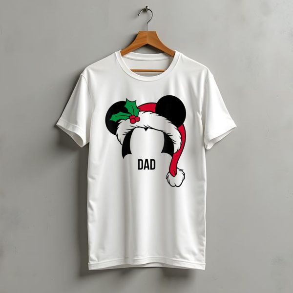 Disney Mickey Mouse Ears Santa Hat Dad Holiday Christmas T Shirt t shirt 1 1