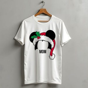 Disney Mickey Mouse Ears Santa Hat Mom Christmas Holiday T Shirt