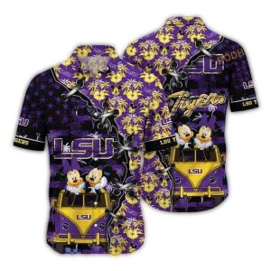 Disney Mickey Mouse With Lsu Tigers Hawaiian Shirt