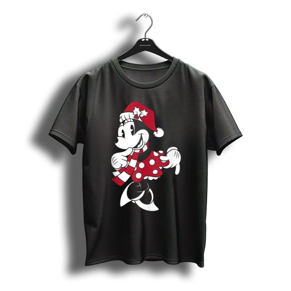 Disney Minnie Mouse Classic Christmas Santa Hat And Scarf T Shirt t shirt 1