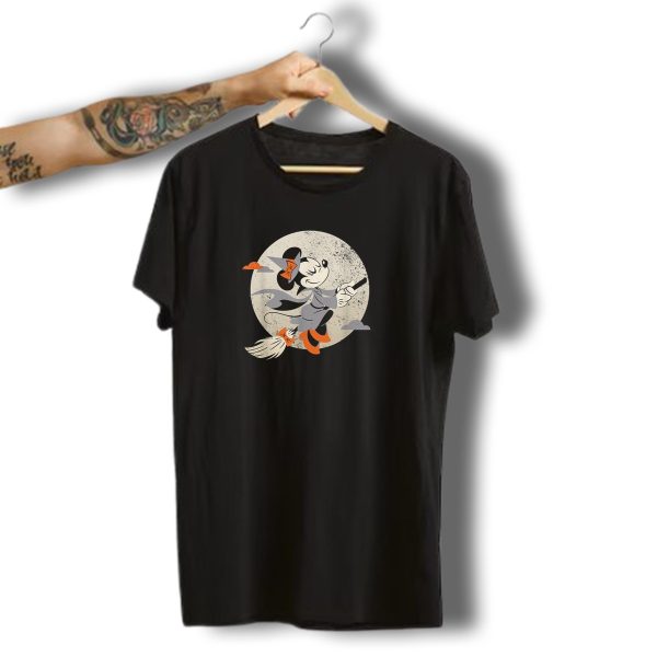 Disney Minnie Mouse Witch On Broomstick Full Moon Halloween T Shirt t shirt 1
